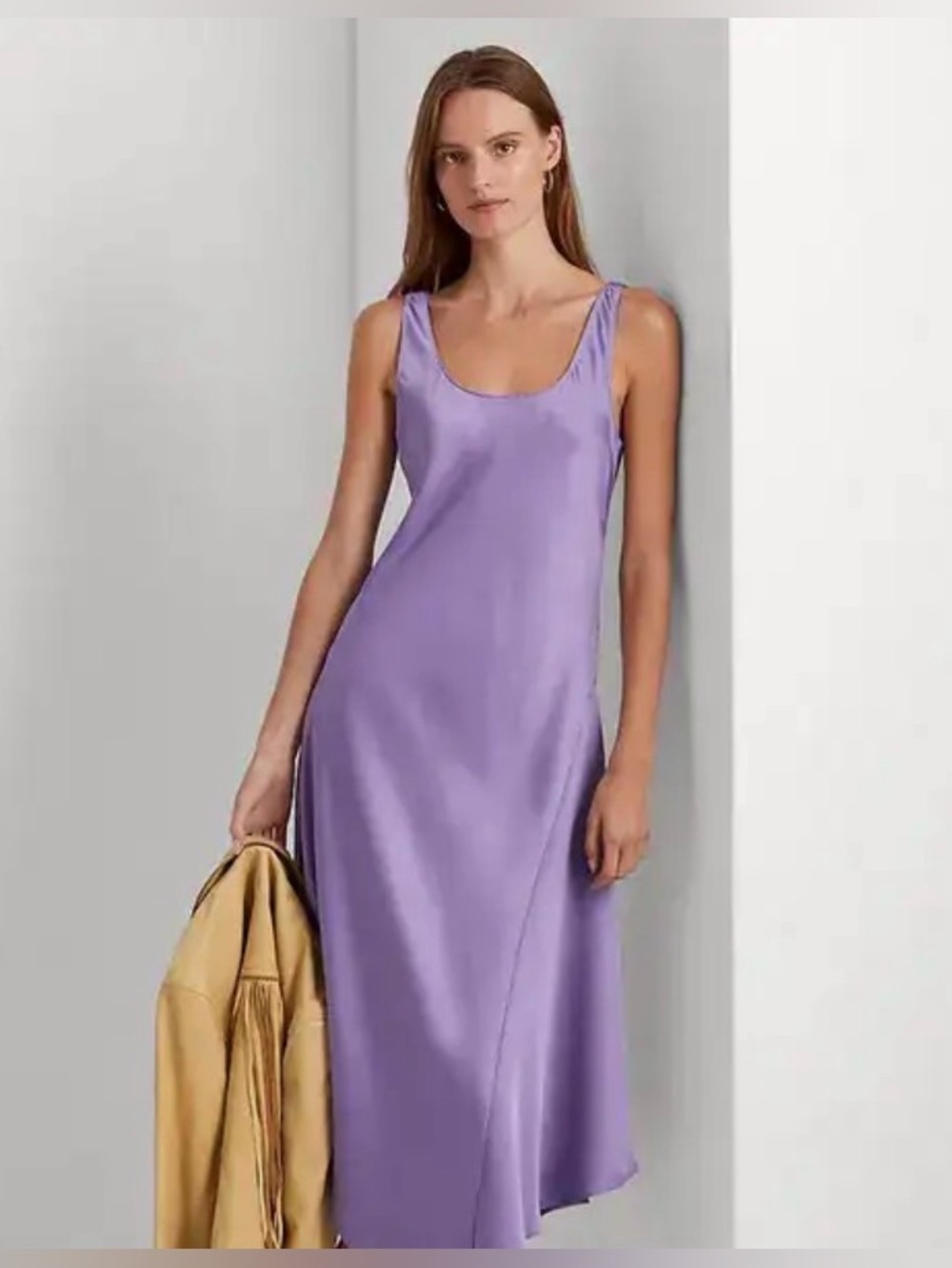 Lauren Ralph Lauren black label satin slip sleeveless purple cocktail dress 10